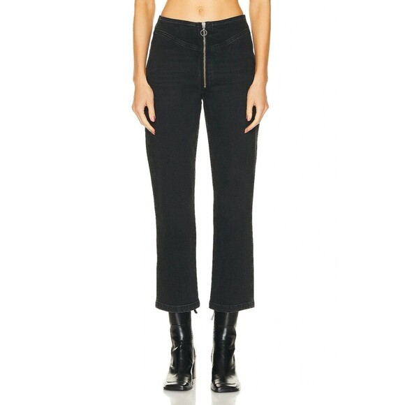 Frame The Zip Up Jean Women Size 29 Lunar Black Crop Stretch High Rise NWT - Picture 1 of 14